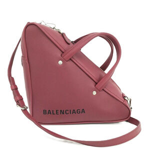 Balenciaga Triangle Duffle Bag Leather Wine Red